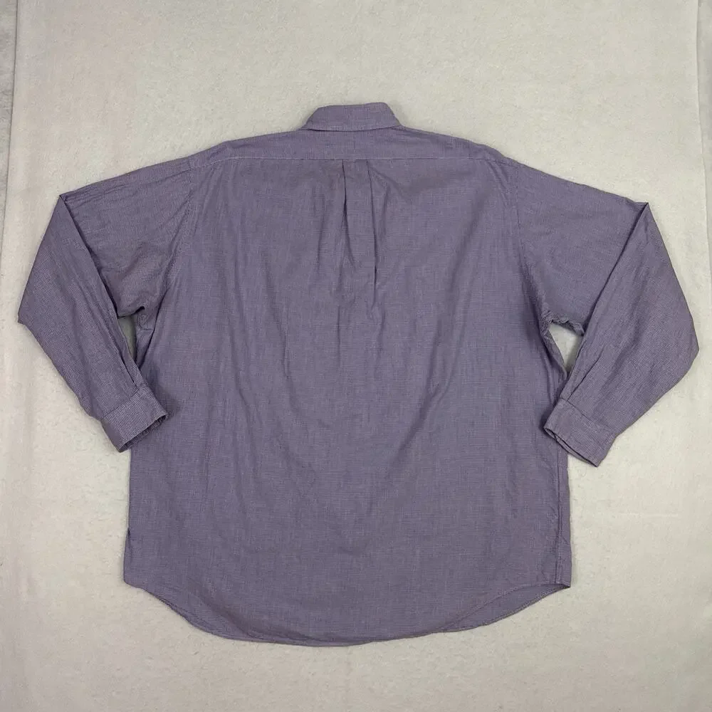 Ralph Lauren Blake Shirt Mens XL Purple Micro Houndstooth Button Down Cotton